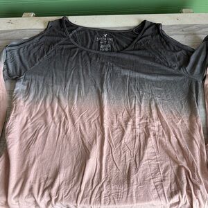 American Eagle Outfitters Gray and Pink Ombre Long Sleeve Tee